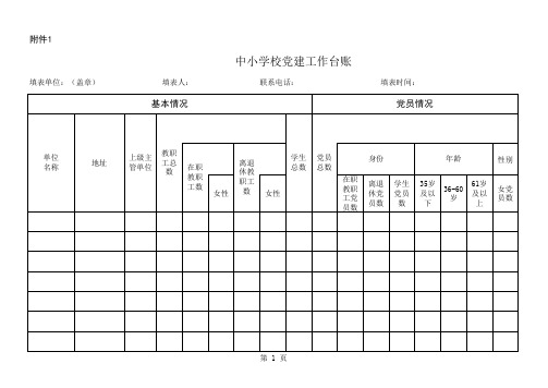 中小学校党建工作台账