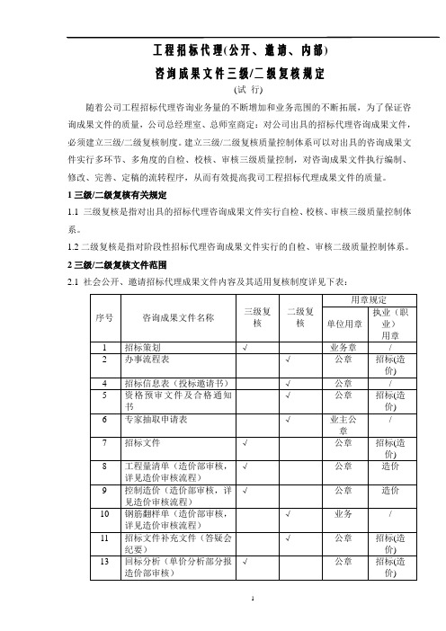 (完整版)招标代理三级复核有关规定