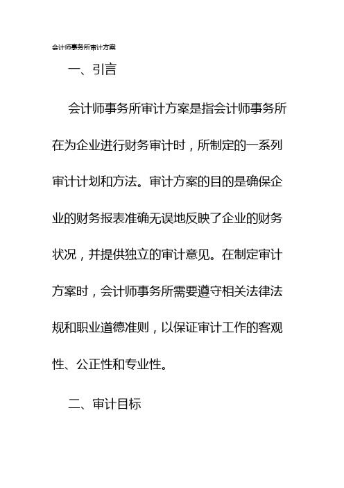 会计师事务所审计方案