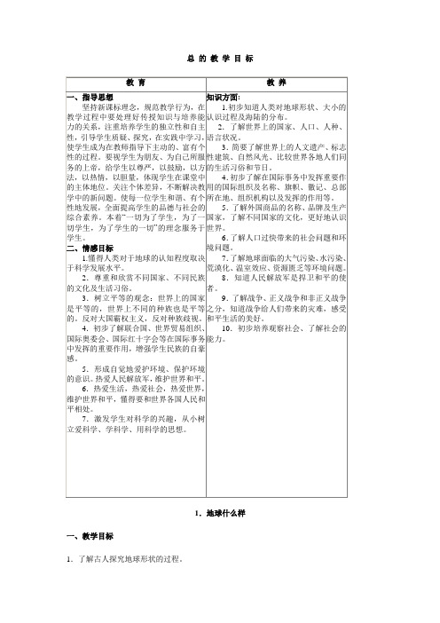 未来出版社品德与社会六年级下册教案47页