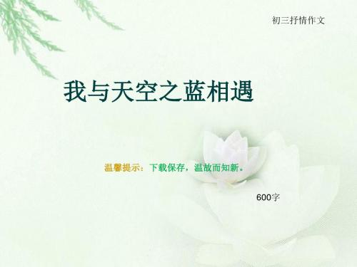 初三抒情作文《我与天空之蓝相遇》600字(总9页PPT)