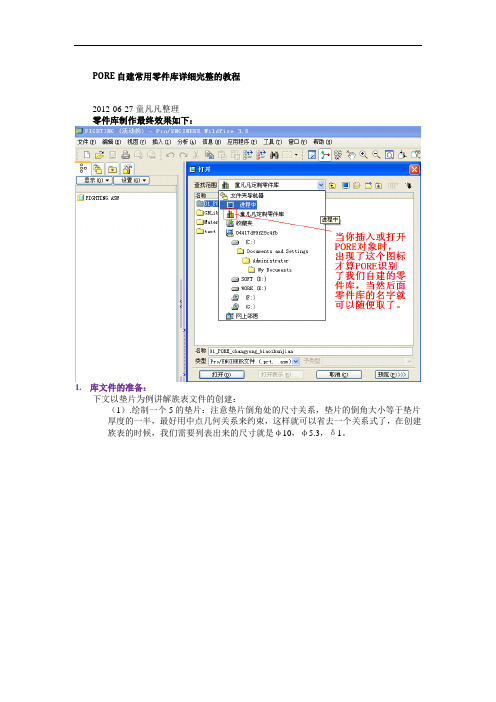 PORE自建常用零件库详细完整的教程