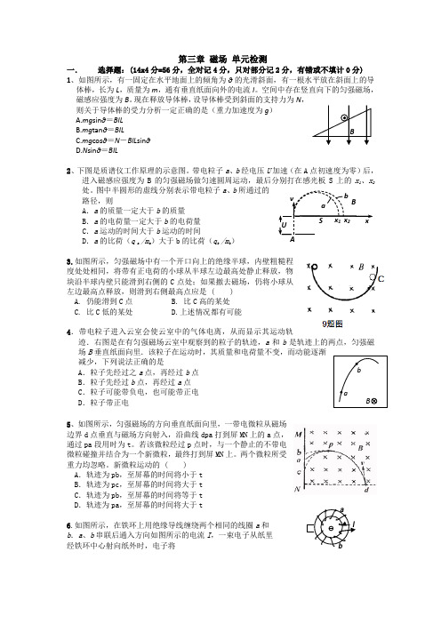 第三章磁场单元检测(人教版选修3-1)