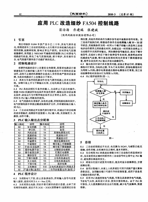 应用PLC改造细纱FA504控制线路