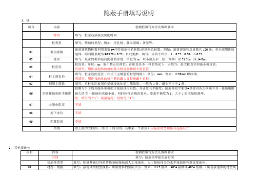 防雷隐蔽手册填写说明