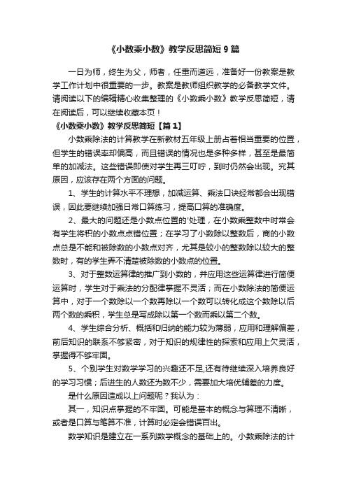 《小数乘小数》教学反思简短9篇