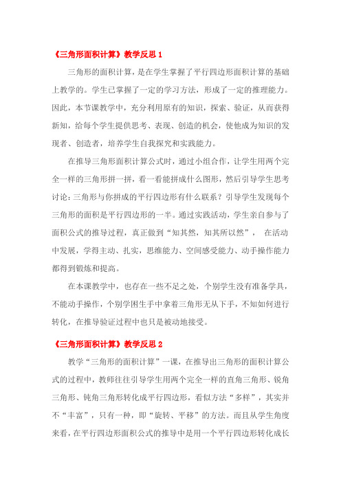 三角形面积计算教学反思三篇