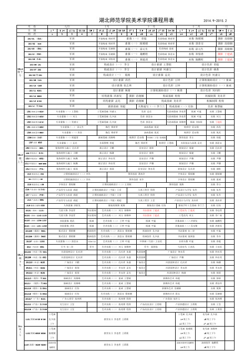 20142美术学院课程用表828