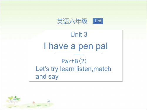 英语六年级(上)Unit 3I have a penpalPartBLet'stry learn l