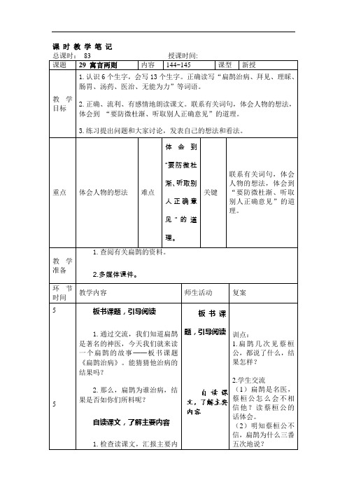 四年级下语文教案-寓言两则-人教课标版