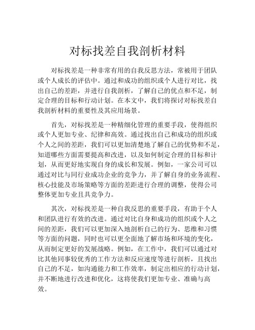 对标找差自我剖析材料