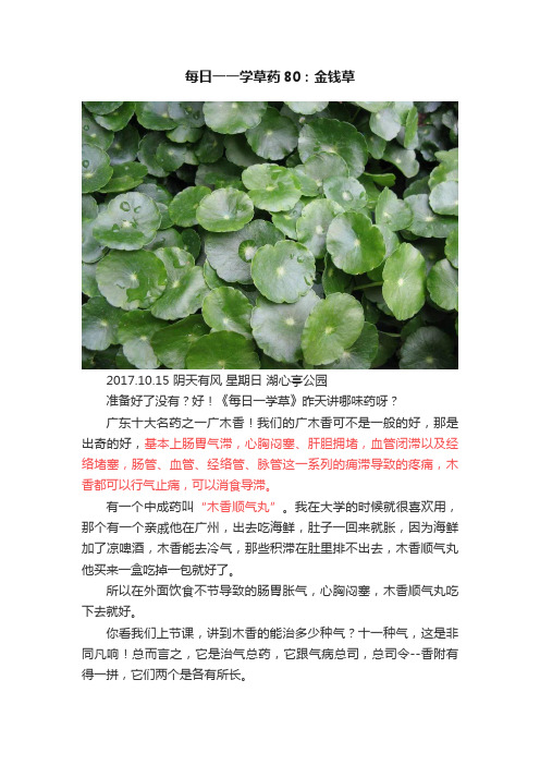 每日一一学草药80：金钱草