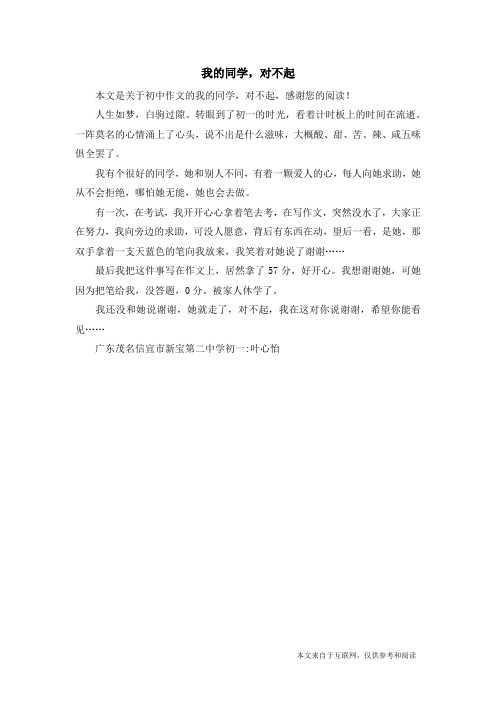 我的同学,对不起_初中作文