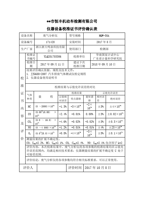 精选-计量证书确认记录