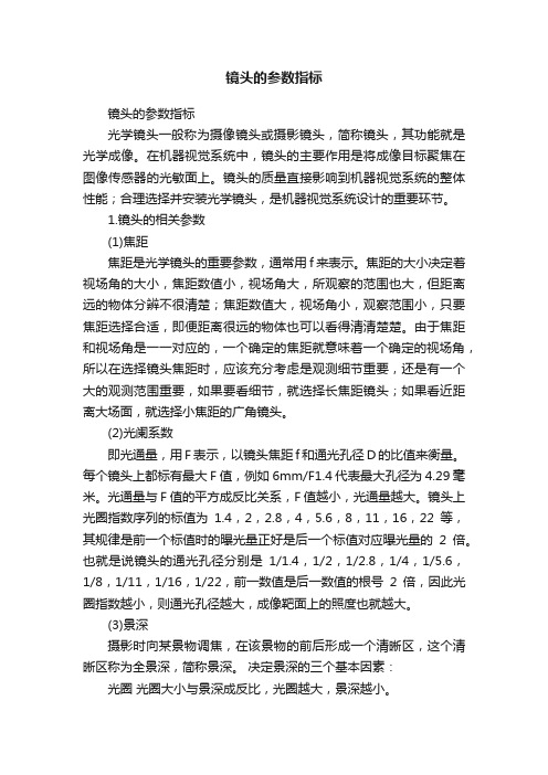 镜头的参数指标