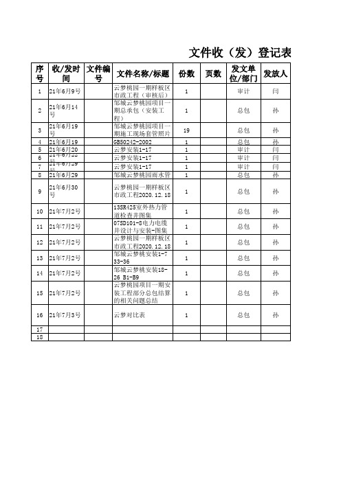 文件收发登记表