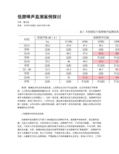 低频噪声监测案例探讨