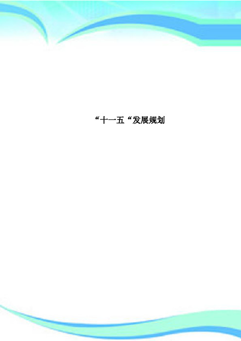 “十一五“发展规划