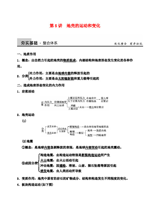 【步步高】高考地理大一轮复习讲义 第三章 第5讲 地壳的运动和变化 中图版必修1