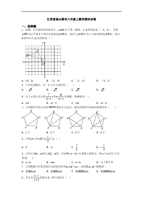 江苏省连云港市八年级上数学期末试卷