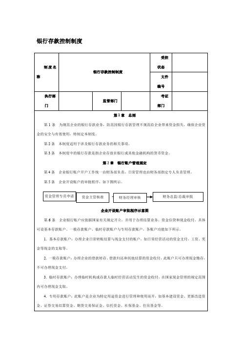 银行存款控制制度