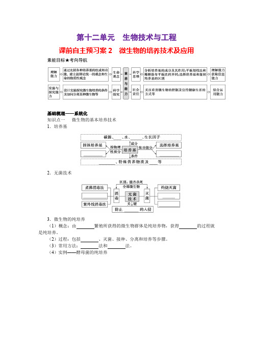 12-2微生物的培养技术及应用【新人教生物一轮复习课前自主预习案】