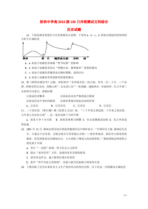 四川省射洪县高三文综入学考试(历史部分)