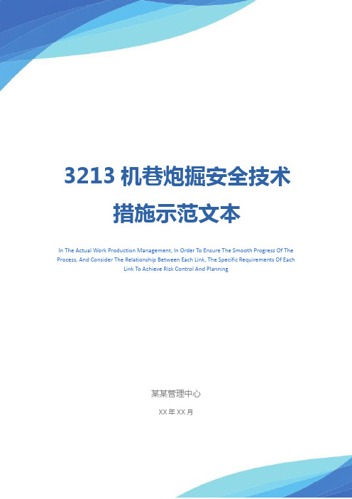 3213机巷炮掘安全技术措施示范文本