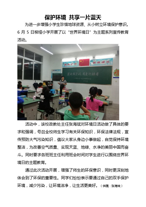 柳垭小学世界环境日教育简报