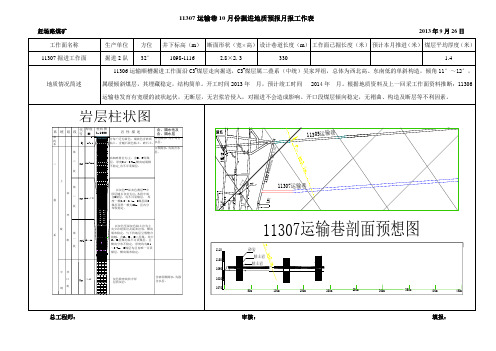 地质预报月报工作表