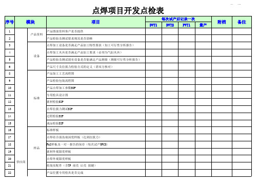 点焊点检表