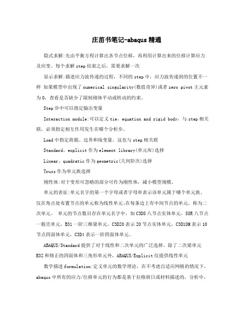 (完整版)庄茁书笔记-abaqus精通