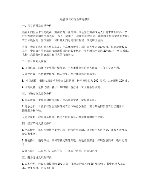 经营项目可行性研究报告