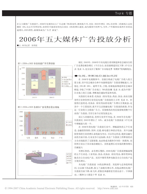 2006年五大媒体广告投放分析