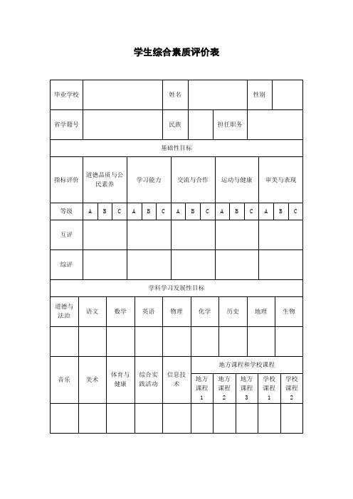 学生综合素质评价表模板