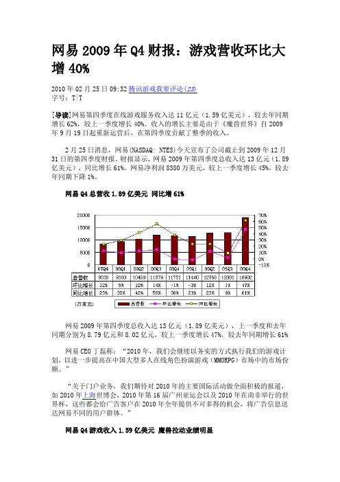 网易2009年Q4财报