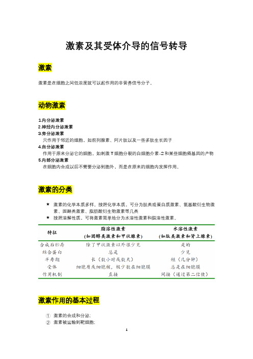 杨荣武生物化学原理笔记—激素及其受体介导的信号转导