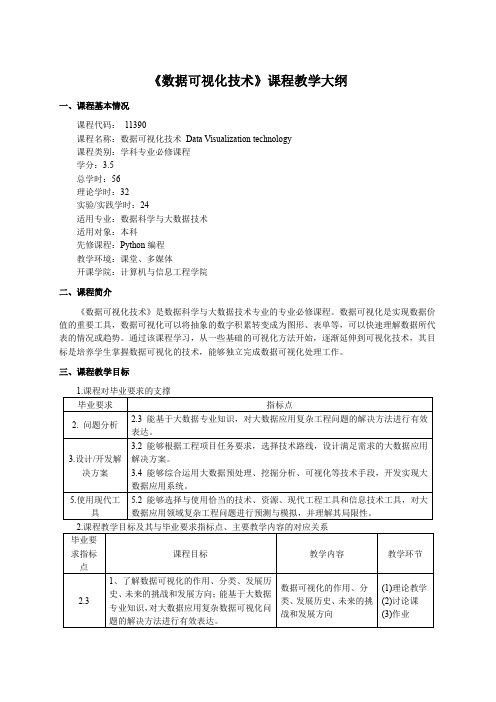 《数据可视化技术》理论课程教学大纲