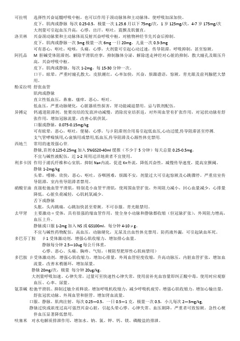 急诊科常见急救药品的使用及不良反应