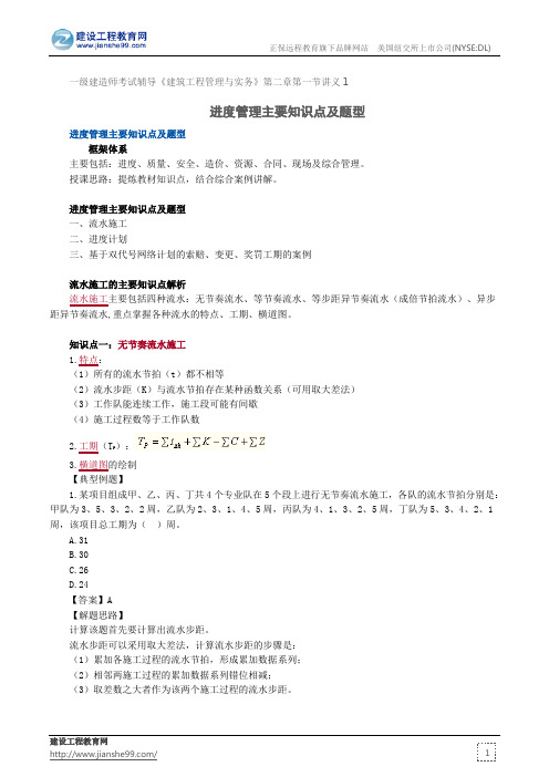 进度管理主要知识点及题型--一级建造师考试辅导《建筑工程管理与实务》第二章第一节讲义1