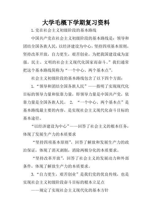 大学毛概下学期复习资料