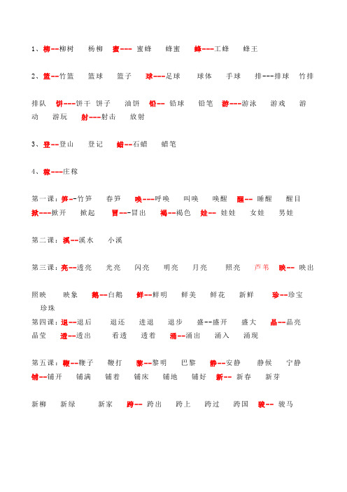 语文二年级下册二类字