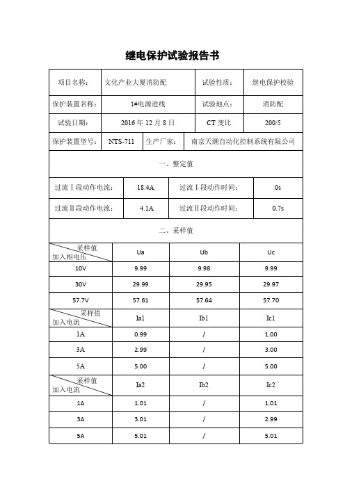 继电保护试验报告.