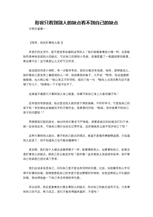 形容只看到别人的缺点看不到自己的缺点