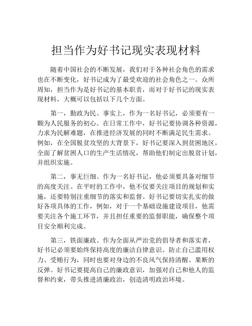 担当作为好书记现实表现材料