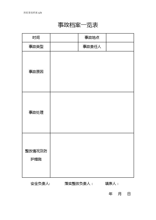 班组安全四个档案、八个台帐