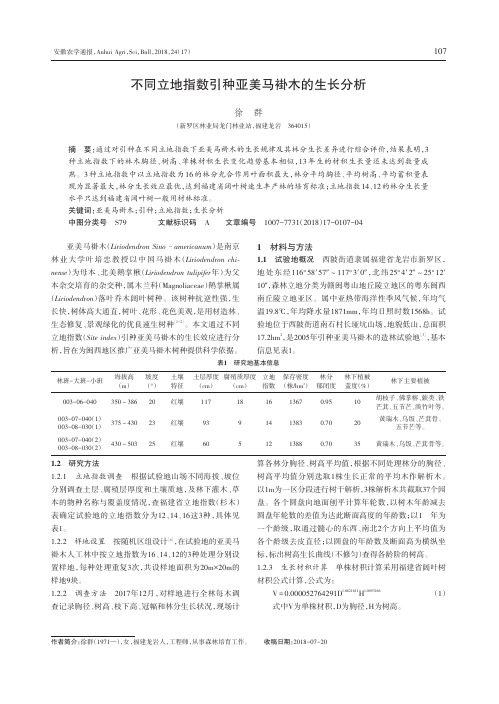 不同立地指数引种亚美马褂木的生长分析