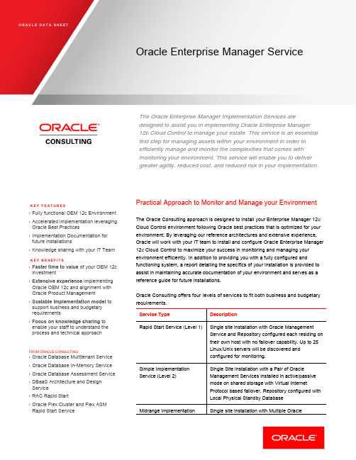 Oracle Enterprise Manager 12c Cloud Control 实施服务概述