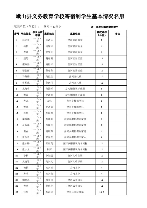 (中小)寄宿制学生离家情况调查表(汇总)