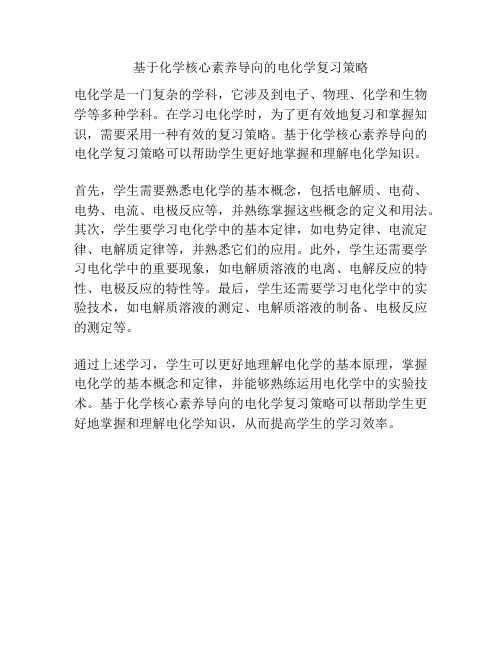 基于化学核心素养导向的电化学复习策略